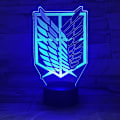 Miniatyrbillede 3 af 5: FaceToWind 1 stk. 7 farver Anime lampe Attack on Titan Wings of Liberty 3D lys berøring LED lampe USB eller 3AA batteridrevet lampe Børns gave lampe