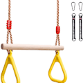 Miniatyrbillede 1 af 7: GHB trapeze multifunktionel børnegynge i træ med gymnastikringe i plast