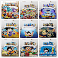 Miniatyrbillede 2 af 2: Qlz-13# Syv Dragon Ball Digital Print Tre Stykker Husholdningselevat Sovesal Varmt Dynebetræk Lagen