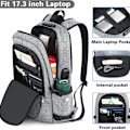 Miniatyrbild 4 av 5: Laptop-ryggsäck för män med USB-laddningsport, ryggsäck för kvinnor, stöldskyddad ryggsäck