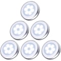 Miniatyrbild 1 av 2: Automatisk strömbrytare LED-ljus sensor nattlampa, vitt ljus, batteridriven, hall, garderobsljus, sovrum (6 silver)