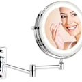 Miniatyrbillede 8 af 8: Vægmonteret makeup spejl, 10x forstørrelse, LED-belyst, 360°