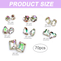 Miniatyrbild 2 av 5: 70 st Multi Shapes Glas Flatback Kristall Strass för Nagelkonst Hantverk, Flatback Strass 3d Dekorationer Flat Back Kristall Stenar Gems Set