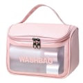 Miniatyrbillede 1 af 5: Perspective Pvc Stor Kapacitet Transparent Kosmetik Taske Frosted Toilettaske Pu Clamshell