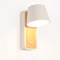 Miniatyrbild 2 av 2: Vit LED-vägglampa med träbas, 6 W justerbar aluminiumstrålkastare, varmvit 2 700 K och strömbrytare för sovrum, säng, sänggavel, läshörna