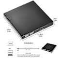 Miniatyrbild 5 av 5: Extern CD-DVD-enhet, USB 2.0 Slim Portable Extern Cd-RW-enhet DVD-RW-brännare Skrivare Spelare för bärbar dator stationär dator, Svart