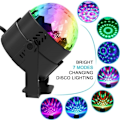 Miniatyrbilde 2 av 5: LED-partylampe discokule musikkstyrt med 7 farger 360° roterbar