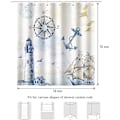 Pikkukuva 2 / 5: Merellinen suihkuverho Majakka Purjealus Kompassi Ankkuri 180 x 180 cm Kylpyverho Polyesterikangas Hometta Kestävä Vedenpitävä Pestävä Kylpyverho