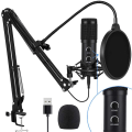 Miniatyrbilde 1 av 8: USB-kondensatormikrofon for datamaskin, perfekt for spill, live karaoke, plugg