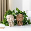 Miniatyrbilde 4 av 5: Ansiktsplanter Potte - Hodeplanter, Sukkulentplantere, Ansikts Blomsterpotte Hodeplanter, Hagedekor for Innendørs og Utendørs Planter med