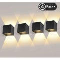 Miniatyrbillede 1 af 5: 4 stk. Udendørs LED væglampe 12W Indendørs væglamper 3000K Varm hvid Vandtæt design IP65 - Sort - Sort