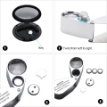 Miniatyrbilde 5 av 5: 40X Juveler Lupe Foldbar Lommelupe Belysende Forstørrelsesglass med LED-lys og UV-lampe, Egnet for lesing Studie Avis