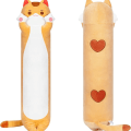 Miniatyrbillede 1 af 6: Fyldt dyr Kawaii katteplys pude fyldte legetøj lys orange kat 50 CM