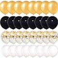 Miniatyrbillede 2 af 8: Sorte guld balloner, 60 stk. sort guld hvid