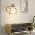 Miniatyrbillede 2 af 5: Moderne Guld Metal Væglampe Bur Dekorere Bondehus Soveværelse Sengekant Stue Læsning Industriel Væglampe AC90-220V Hvidt Lys