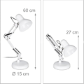 Miniatyrbillede 2 af 5: Retro lampe, fleksibel led arm, skrivebordslæselampe, metal, E27, HlP: 50x27x15 cm, hvid, plast, hvid, 1 [Energiklasse A++]