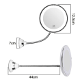 Pikkukuva 5 / 8: LED-valaistu kosmetiikkapeili, 10x suurennos, 360° kääntyvä,