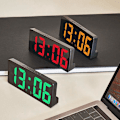 Miniatyrbild 4 av 4: Stor smart digital väggklocka APP-kontroll med snooze-funktion - Svart skal och vitt ljus