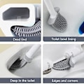 Miniatyrbillede 4 af 5: PCS Toiletbørste Antibakteriel Silikone Toiletbørste Toiletsæt Langskaftet Toiletbørste med Hurtig Tørre Besværgelse til Badeværelse Toilet (Hvid)