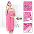 Pikkukuva 5 / 5: Saunakiltti naisille, pehmeä ja imukykyinen sarong-kiltti tarralla ja spa-hiustenkuivauspyyhe, luomupuuvillaa 150 x 90 cm