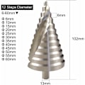 Miniatyrbilde 2 av 5: HSS trinnbor 6-60mm spiral avsmalnet spor 12 trinn senk for skruing