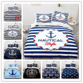 Miniatyrbild 2 av 2: Anchor03# 3d Hemtextil Sängkläder Nautiska Serien Skeppsankares Överdrag Tre Delar Lakan Set