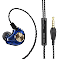 Miniatyrbillede 1 af 4: In-ear kablet øretelefon subwoofer stereo bas øretelefoner headset med mikrofon til telefon (blå)