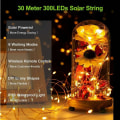 Miniatyrbilde 2 av 5: Solcelledrevne utendørs lysslynger 30m 300 LED-er fjernkontroll med 8 lys