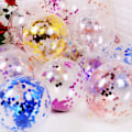 Miniatyrbild 4 av 5: Transparenta paljettballonger för festdekoration 100 st/förpackning (röd)