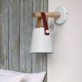 Miniatyrbillede 1 af 3: Nordisk stil bælte væglampe E27 massivt træ væglampe moderne enkel kreativ personlighed soveværelse gang sengside ins væglampe 22 13cm hvid 1 stk