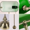 Miniatyrbillede 5 af 5: Glas Bankers Bordlampe med Trækkædekontakt (Grøn)