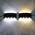 Miniatyrbillede 4 af 4: Moderne LED-væglampe i aluminium til indendørs brug, 8W, sort LED-væglampe til soveværelse, hjemmets korridor, stue (varm hvid)