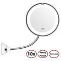Pikkukuva 1 / 8: LED-valaistu kosmetiikkapeili, 10x suurennos, 360° kääntyvä,