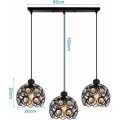 Miniatyrbillede 4 af 4: Vedhængslampe Moderne Krystal Lysekrone Metal Loftlampe 3 Lampe til Soveværelse Stue Restaurant Sort
