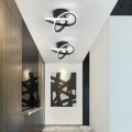 Miniatyrbilde 3 av 5: LED-lysekroner, moderne LED-taklampe 22W 2500Lm, svart lysekrone for soverom stue gang, diameter 26 cm, kaldt hvitt lys 6500K