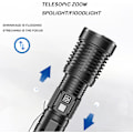 Miniatyrbillede 3 af 5: XHP99 LED Lommelygte 20000 Lumen Super Lys Stærk Taktisk 5 Tilstande Zoomable Vandtæt USB Genopladelig Lommelygte til Camping Vandring Udendørs Nødsituation