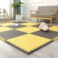 Miniatyrbilde 1 av 6: Skumlekematte - Myk Eva-puslespillmatte for barn, sammenlåsende skumlekematte for barn, 16-pakning. 30*30*1.0 (16 stykker) gul kaffe Yellow+Brown