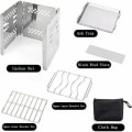 Miniatyrbilde 3 av 5: Bærbar grill - Kullgrill - Røykegrill - Sammenleggbar grill i rustfritt stål - for hage, terrasse, piknik, camping, fotturer, reiser