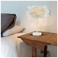 Miniatyrbillede 2 af 5: Strudsefjer Bordlampe Natlys Dekorationslampe Varm Lys til Soveværelse Bryllupslokale (Hvid Strudsefjer)