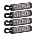 Miniatyrbillede 1 af 5: 4 stk. strobe sidelys, 6 LED faresignal advarselslys bar, gul funktionsfejl signal,
