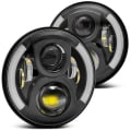 Pikkukuva 3 / 4: 12V moottoripyörän LED-ajovalot pyöreät retrosuuntavilkut 7 tuuman Jeep Wrangler -ajovalot