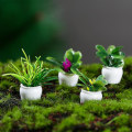 Miniatyrbild 2 av 5: Miniatyrkruka växtstaty flerfärgad väderbeständig harts allmänt använd miniatyrblomma miniatyr gräsmatta dekoration -3set
