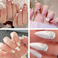 Miniatyrbild 3 av 5: Nagelkonst Pärla Platt Botten Pärla Nagel Charm Guld Silver Vit Halvrund Nagelkonst Tillbehör Nagel Diamant Mix