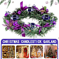Miniatyrbild 4 av 4: Gran julkrans med kottar, bär, advent