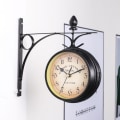 Miniatyrbild 3 av 5: Dubbelsidig stationsklocka Retro trädgårdsklocka väggmontering svart
