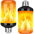 Miniatyrbillede 1 af 5: Led flammeeffekt brandpære, opgraderet 4-lyset flimrende ild juledekorationer lys, E26 sokkel flammepære med op og ned effekt (2 pakke)