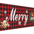 Miniatyrbillede 1 af 5: Stort Glædelig Jul Banner - Rødt Julskilt med Snemand - Indendørs og Udendørs Brug