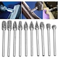 Miniatyrbillede 5 af 5: 10 stk. dobbeltsnit tungsten solid carbide stål roterende burres sæt 3mm skaft skaft twist bor til Dremel roterende værktøjer