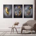 Miniatyrbillede 1 af 4: 3D Vægkunst Kærlighed Hjerte Grå, Guld Sølv 3D Kunst Vægdekoration