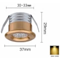 Miniatyrbild 2 av 3: Set med 4 Mini LED-infällda spotlights, 3 W, varmvit guld DOPA